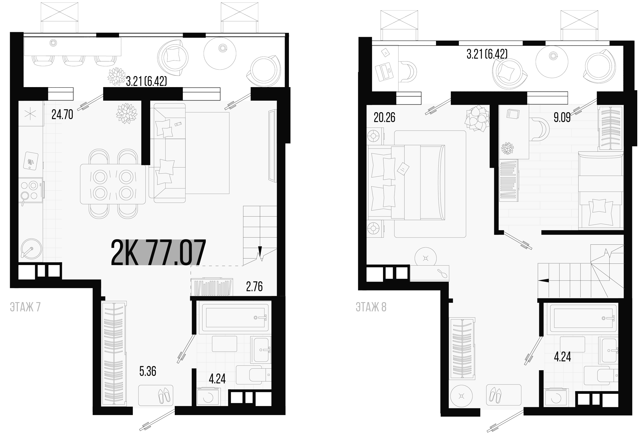 3-комн. квартира, 70.65 м² в ЖК Цветной бульвар — фото 2