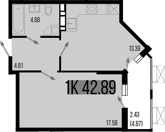 1-комн. квартира, 40.46 м² в ЖК Цветной бульвар — фото 2