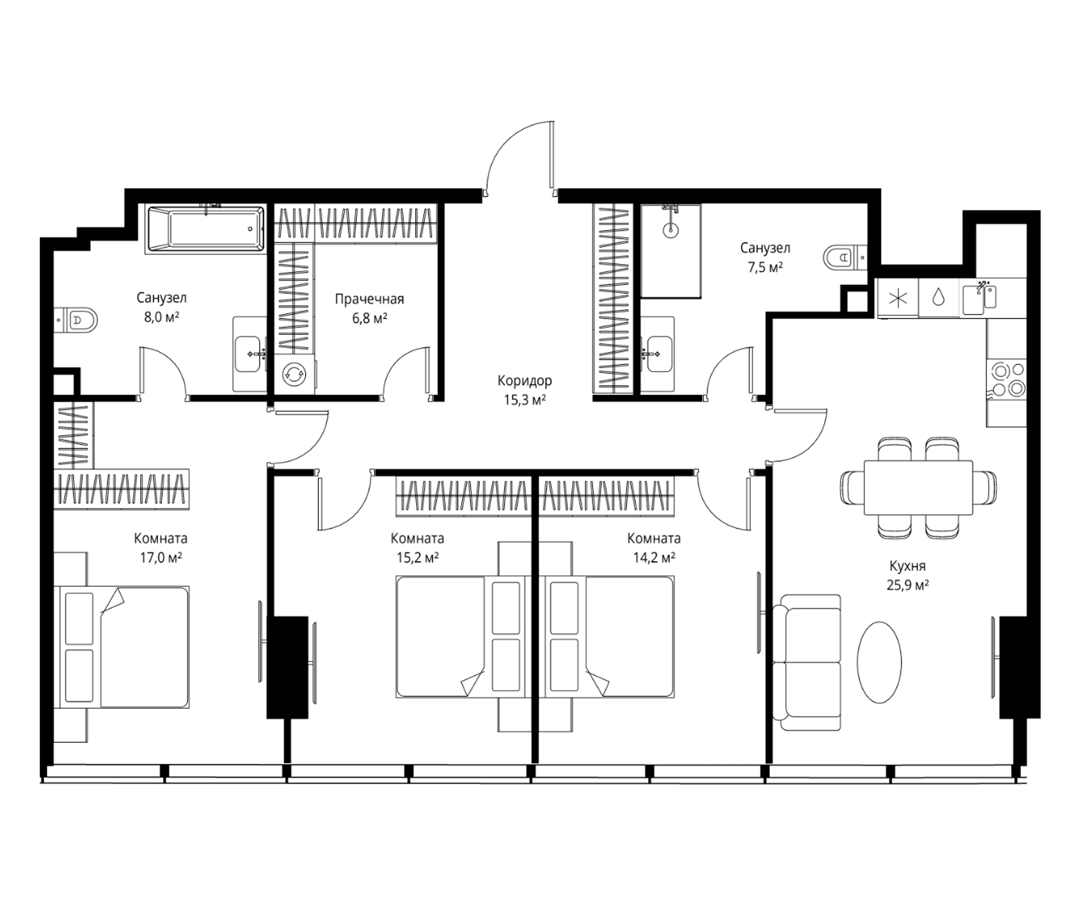 4+ комнаты, 109.9 м², 72/90 этаж, ЖК «ОНЕ»