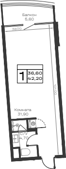 Студия, 36.6 м², 2/9 этаж, ЖК «Хако»