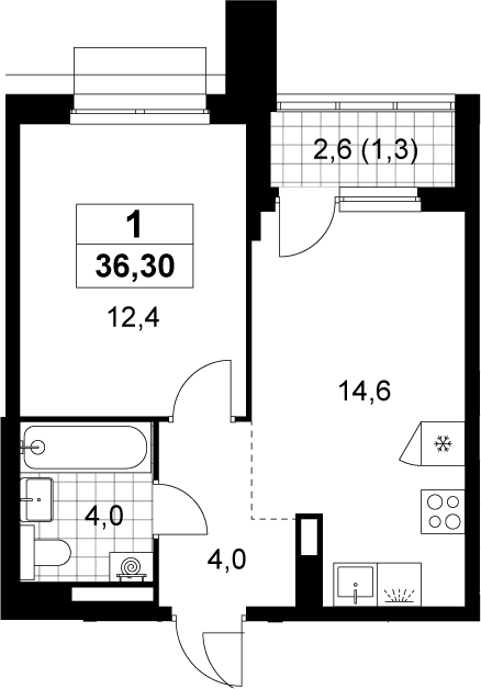 1-комн., 35 м², 7/19 этаж, ЖК «Деснаречье»