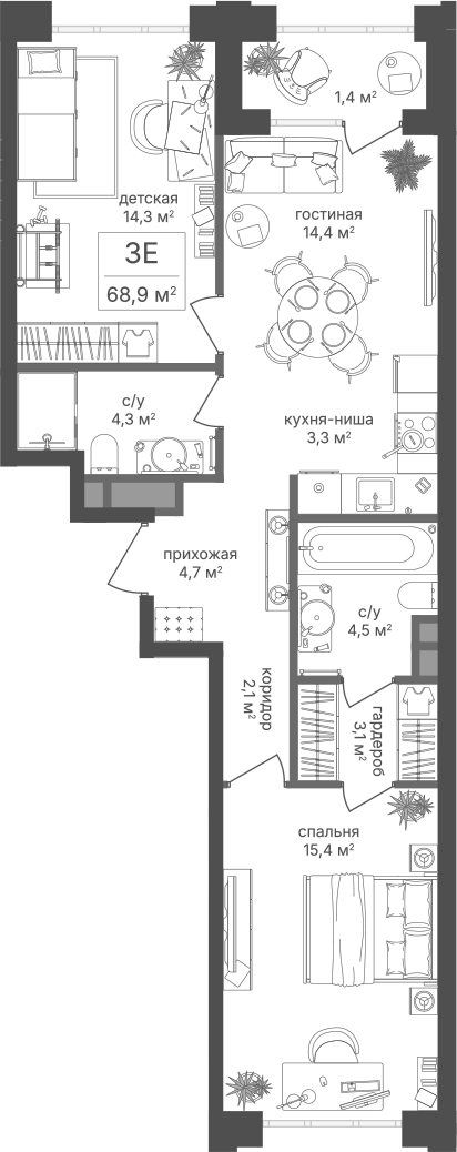 3-комн. Михалковский