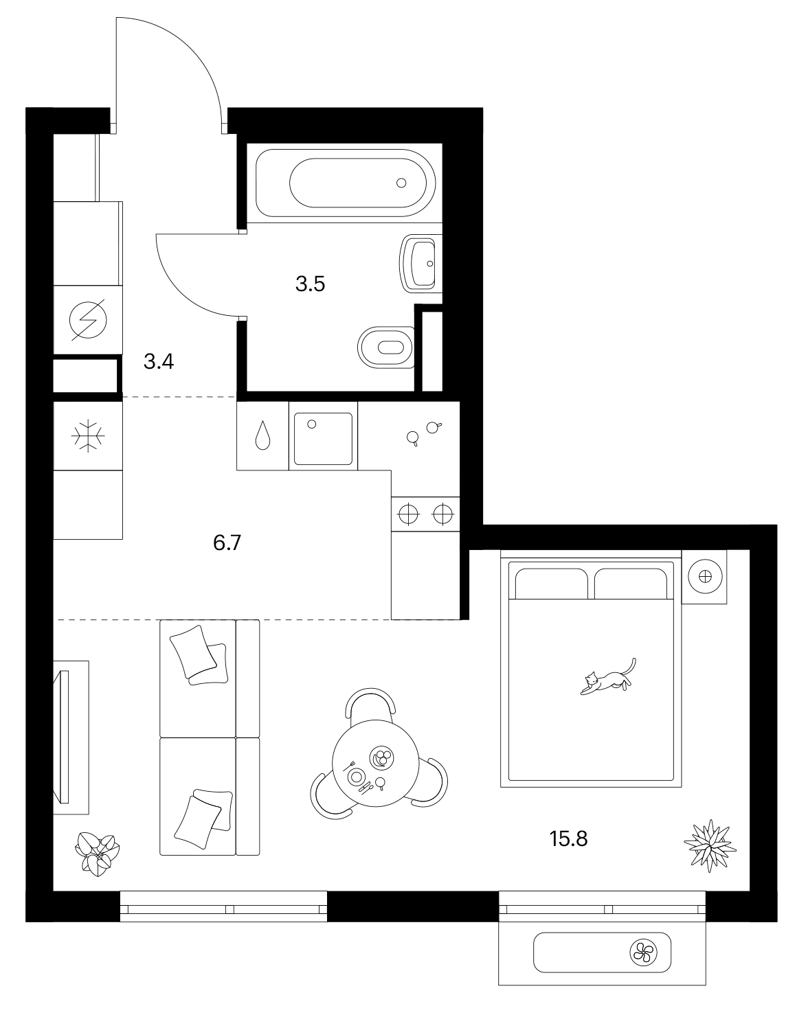 Студия, 29.4 м², 2/25 этаж, ЖК «Ярославский»