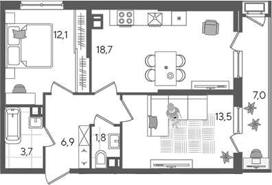 3-комн. квартира, 56.7 м² в ЖК Рекорд — фото 2