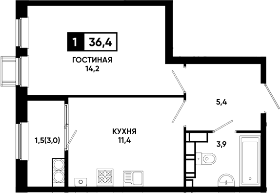 1-комн. Резиденция Софи