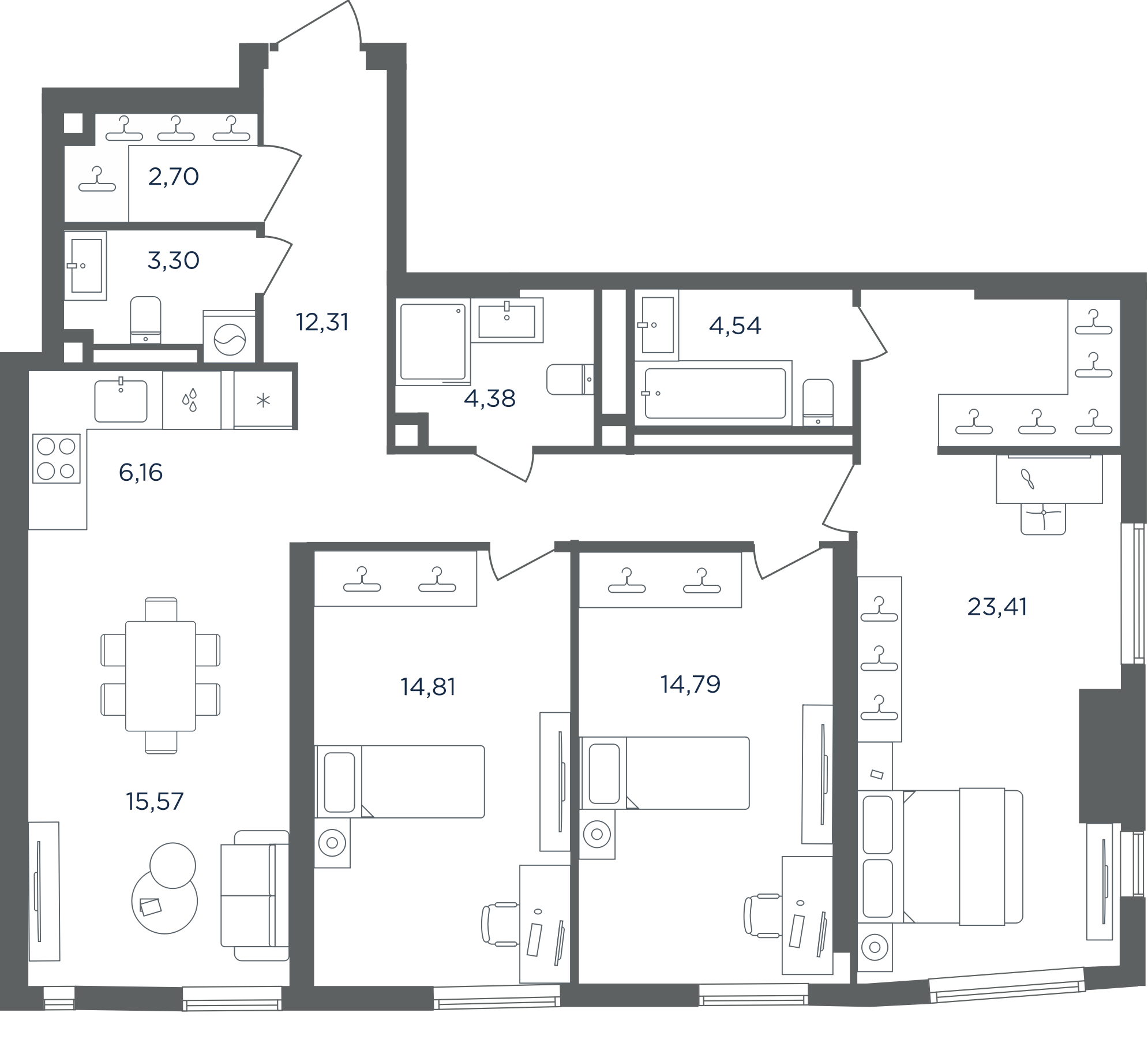 4+ комнаты, 101.97 м², 5/30 этаж, ЖК «Сикрет Гарден»
