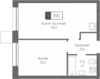 2-комн., 39.1 м², 8/31 этаж, ЖК «Сити квартал Отрада»