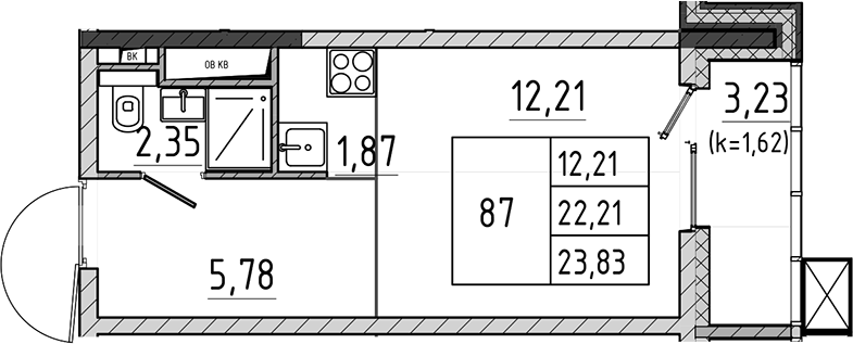 Студия, 22.21 м², 17/17 этаж, ЖК «Поварово-Молодежный-2»