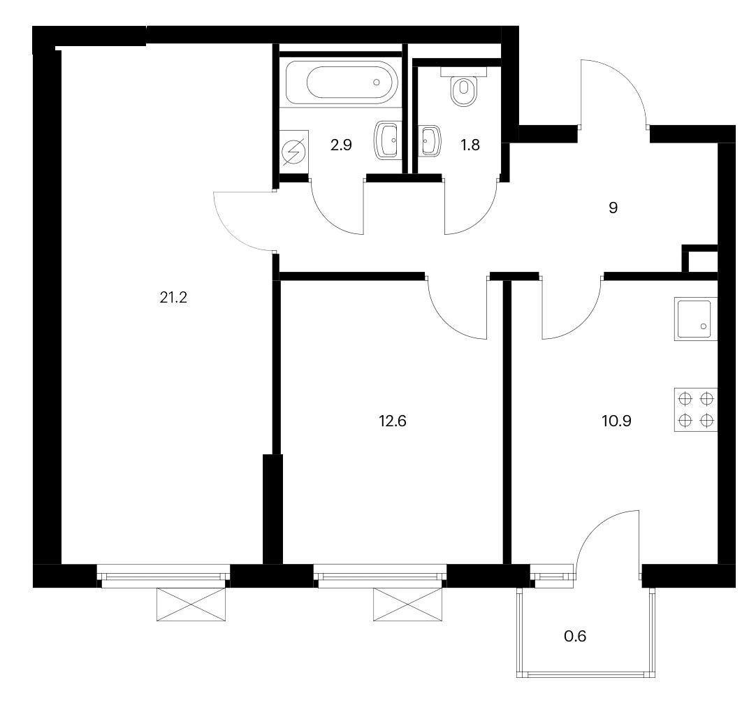 2-комн., 58.4 м², 15/25 этаж, ЖК «Белая Дача парк»