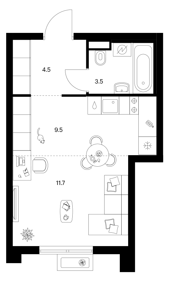 Студия, 29.2 м², 18/25 этаж, ЖК «Ярославский»