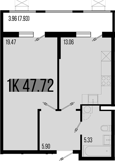 1-комн. квартира, 43.76 м² в ЖК Цветной бульвар — фото 2