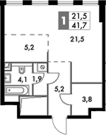 Студия, 41.7 м², 21/26 этаж, ЖК «Сидней Сити»