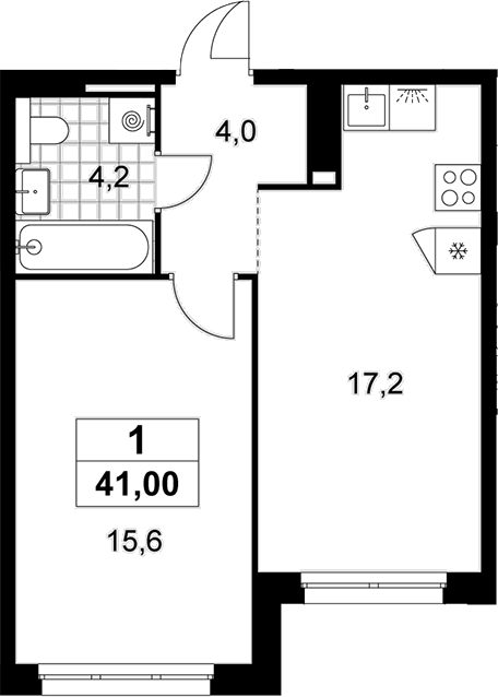 2-комн., 41 м², 12/12 этаж, ЖК «Деснаречье»