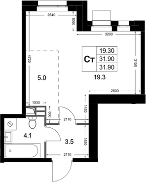 Студия, 31.9 м², 3/3 этаж, ЖК «Кореневский Форт 2.3»
