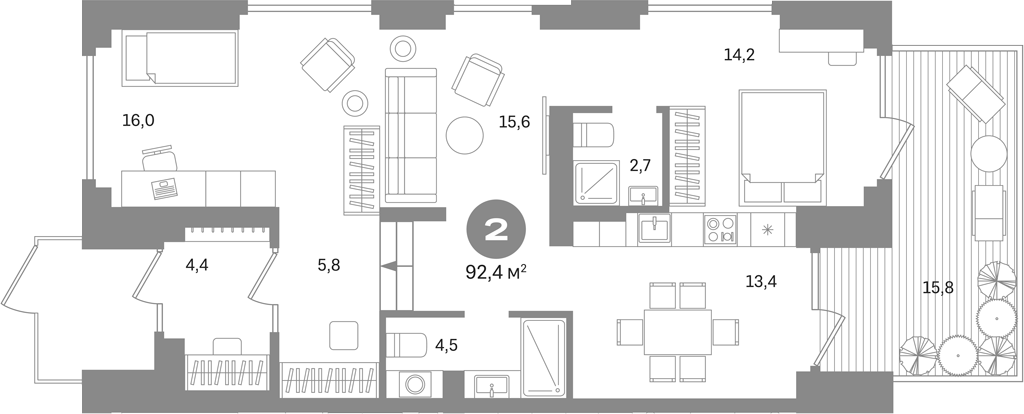 2-комн., 76.6 м², 1/9 этаж, ЖК «Первый квартал. Вторая очередь»