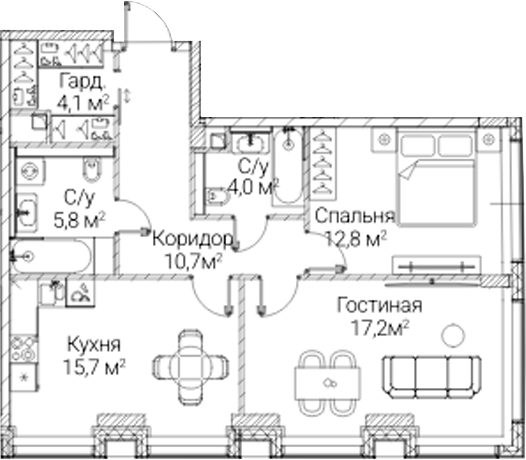 2-комн. СЕЗАР БУДУЩЕЕ