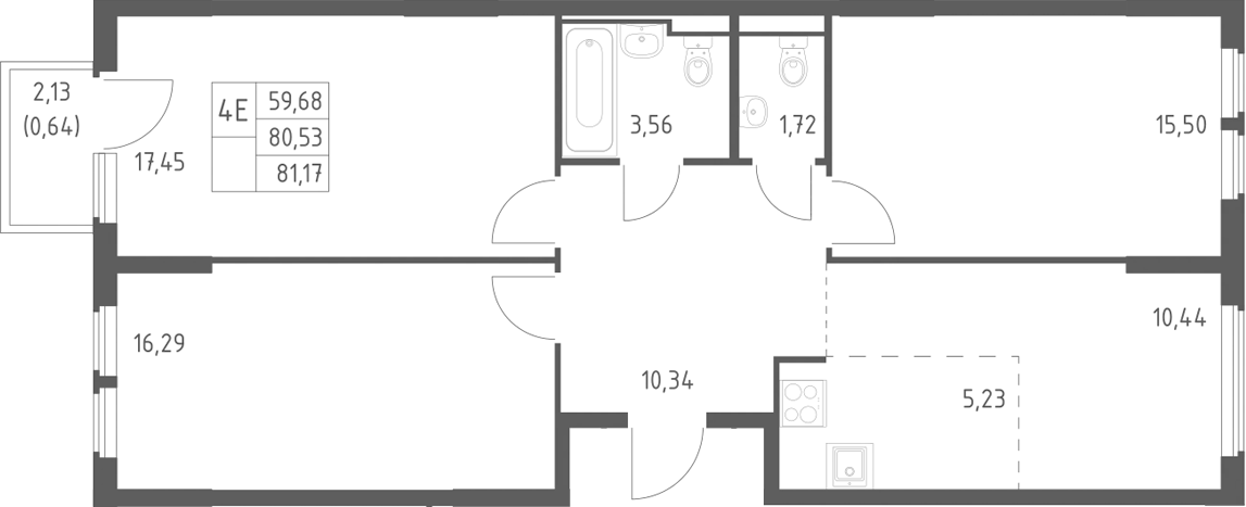 4+ комнаты, 80.53 м², 3/14 этаж, ЖК «Остафьево»