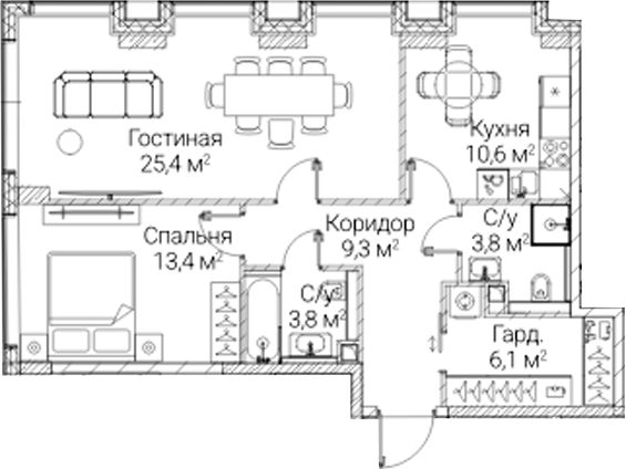 2-комн. СЕЗАР БУДУЩЕЕ