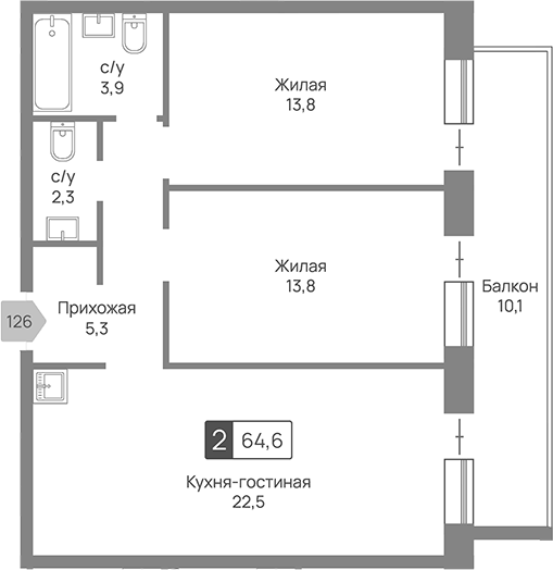 3-комн. Отрада 3