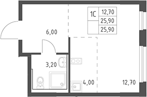 Студия, 25.9 м², 9/20 этаж, ЖК «Химки Парк»