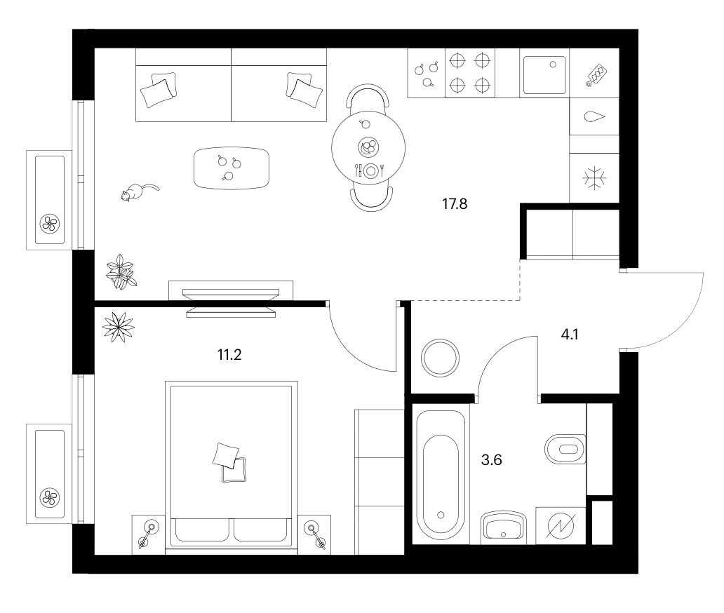 1-комн., 36.7 м², 14/25 этаж, ЖК «Ярославский»