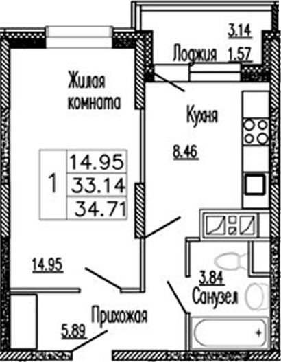 1-комн. Клевер