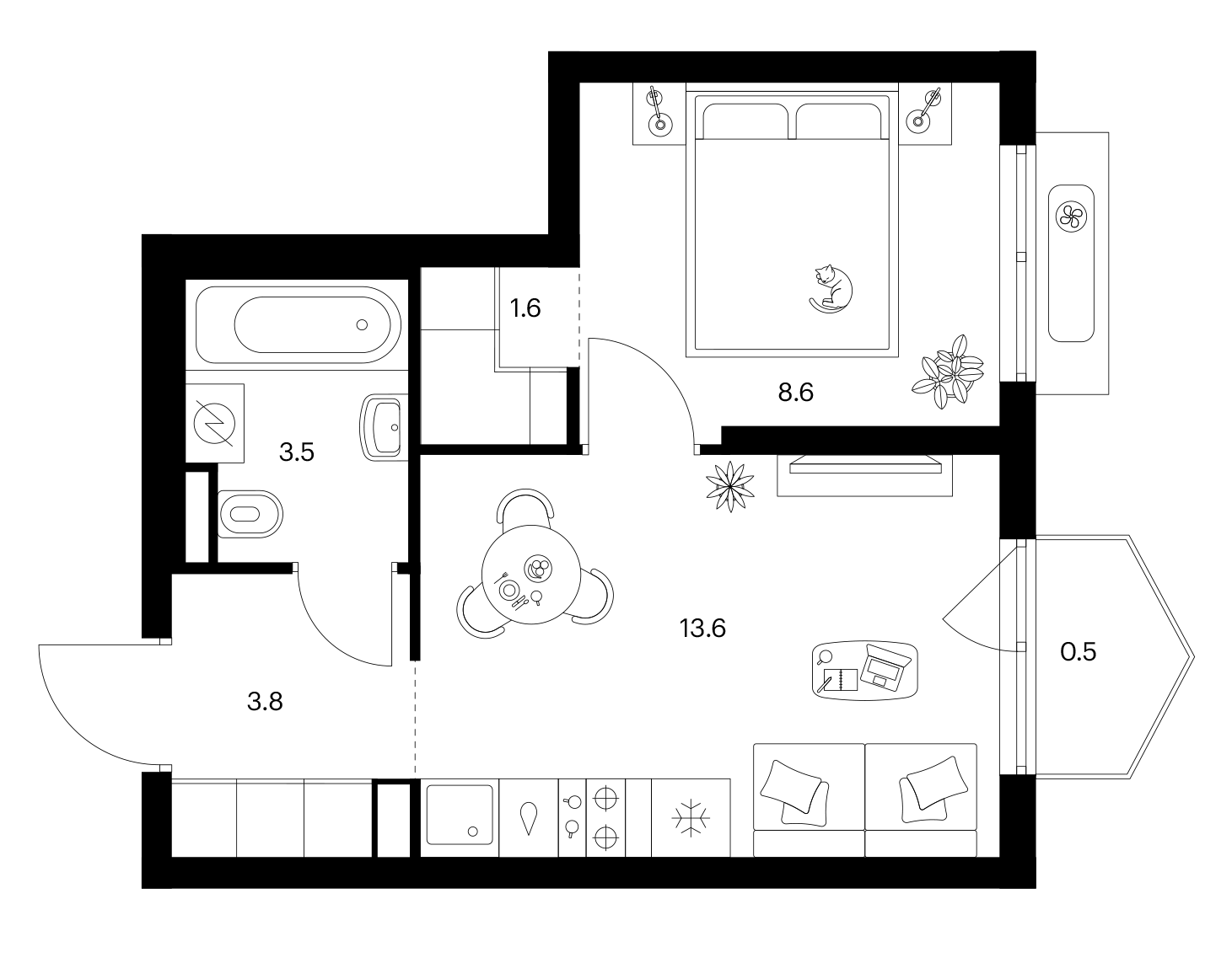 1-комн., 31.1 м², 3/25 этаж, ЖК «Ярославский»