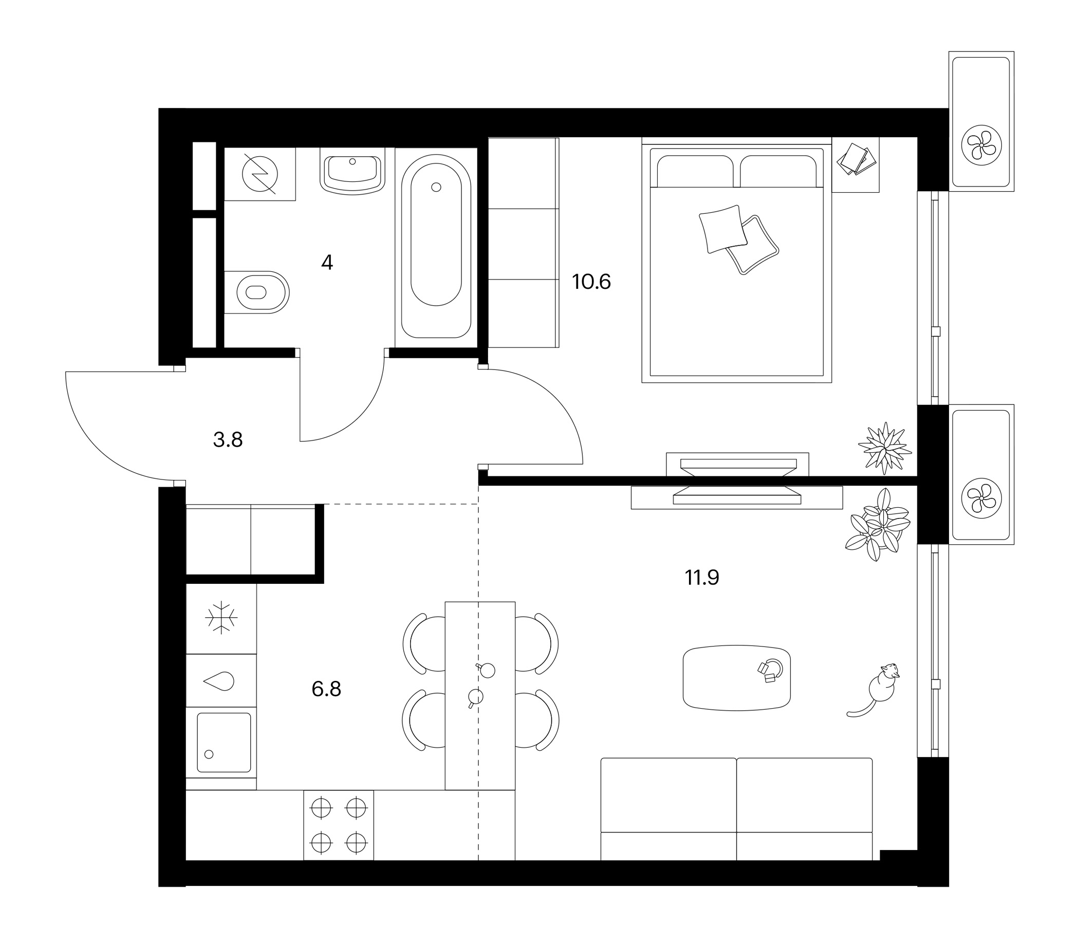 2-комн., 37.1 м², 7/25 этаж, ЖК «Белая Дача парк»