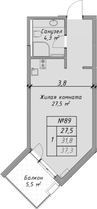 Студия квартира, 31.8 м² в ЖК Оазис Азова — фото 2