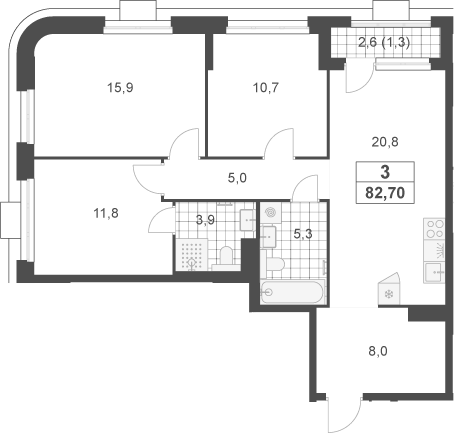 4+ комнаты, 81.4 м², 18/23 этаж, ЖК «Южные сады»