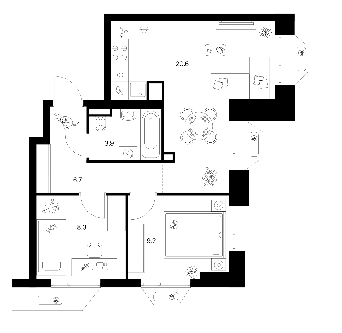 2-комн., 48.7 м², 17/24 этаж, ЖК «Зеленый парк»