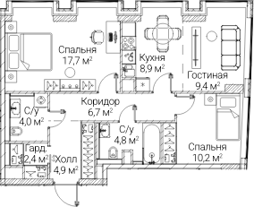 3-комн. СЕЗАР БУДУЩЕЕ