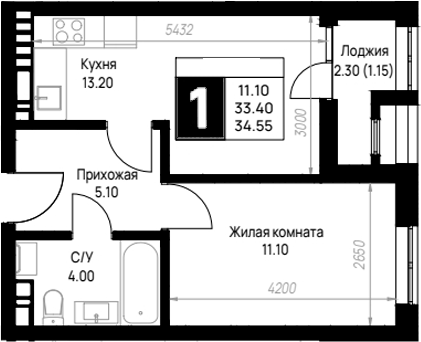 1-комн. На высоком берегу