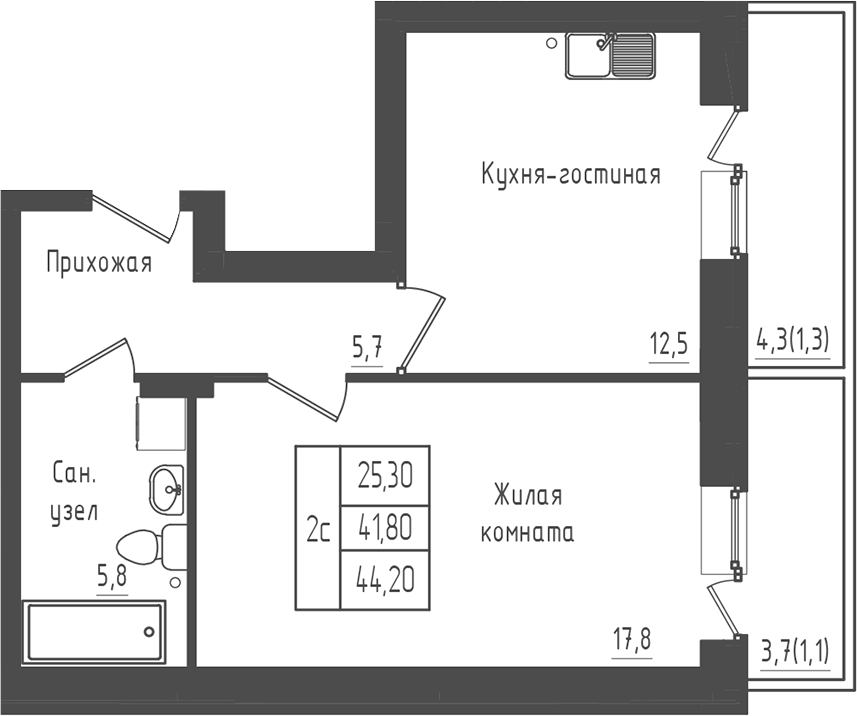 1-комн. Зеленый город