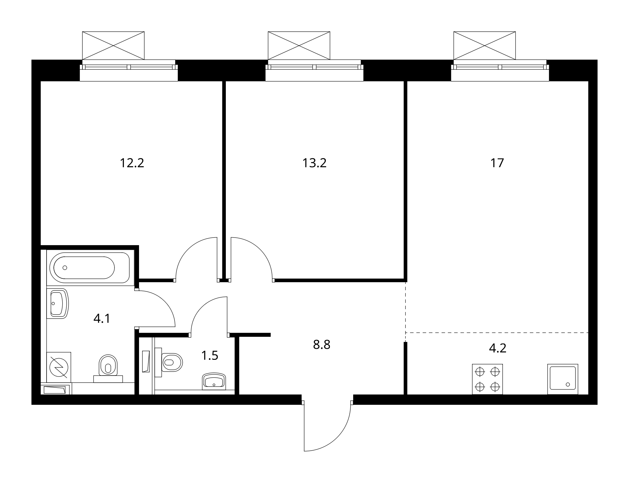 3-комн. Белая Дача парк