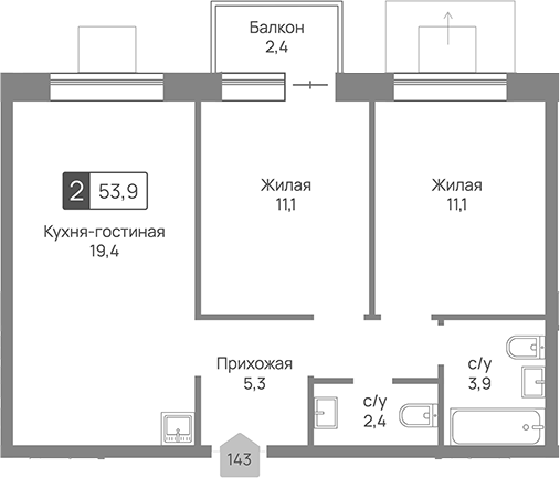 3-комн. Отрада 3