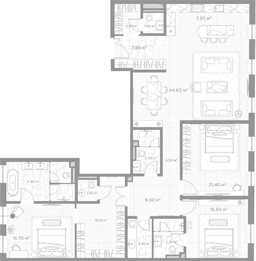 3-комн., 177.1 м², 4/7 этаж, ЖК «Николь»