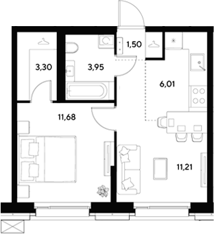 2-комн., 37.65 м², 18/25 этаж, ЖК «ЭВО»