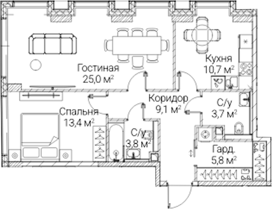 2-комн. СЕЗАР БУДУЩЕЕ