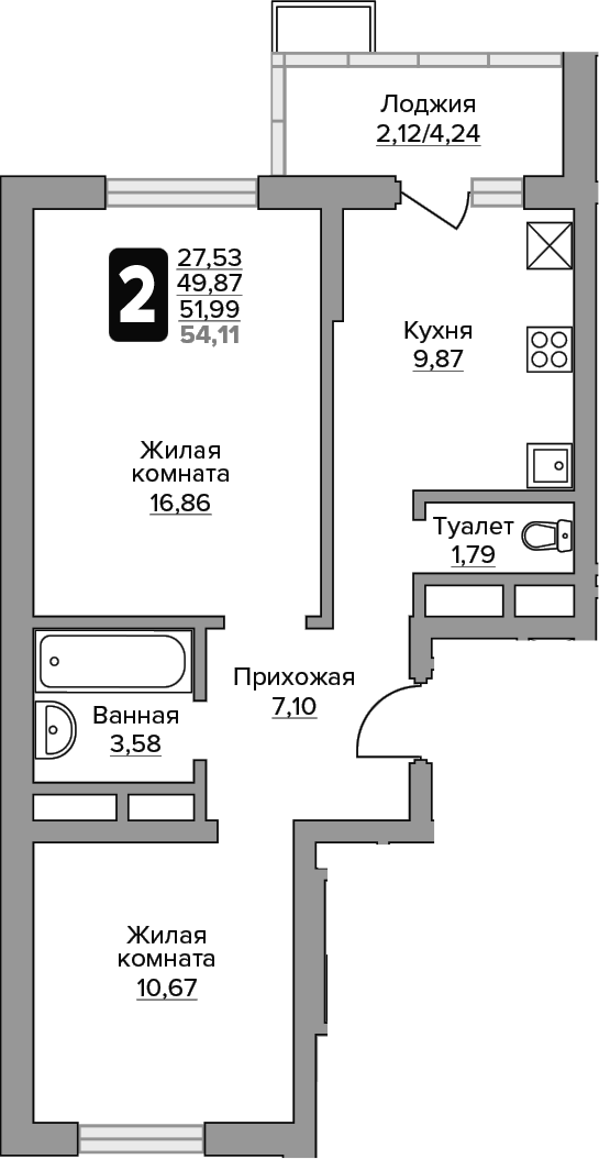2-комн. Гранель Алексеевская роща