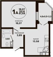 1-комн. квартира, 39.14 м² в ЖК Гулливер — фото 2