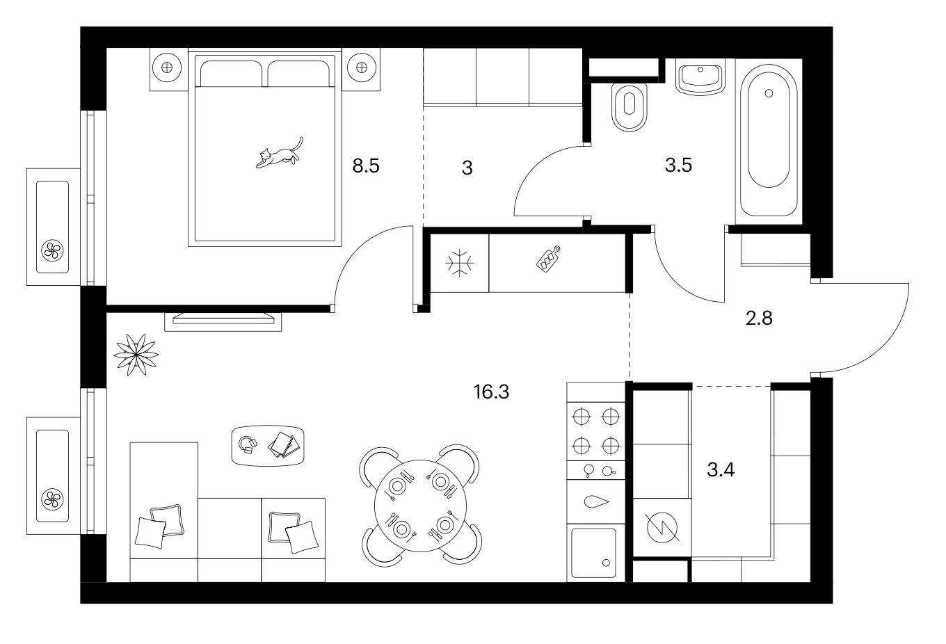 1-комн., 37.5 м², 18/25 этаж, ЖК «Ярославский»