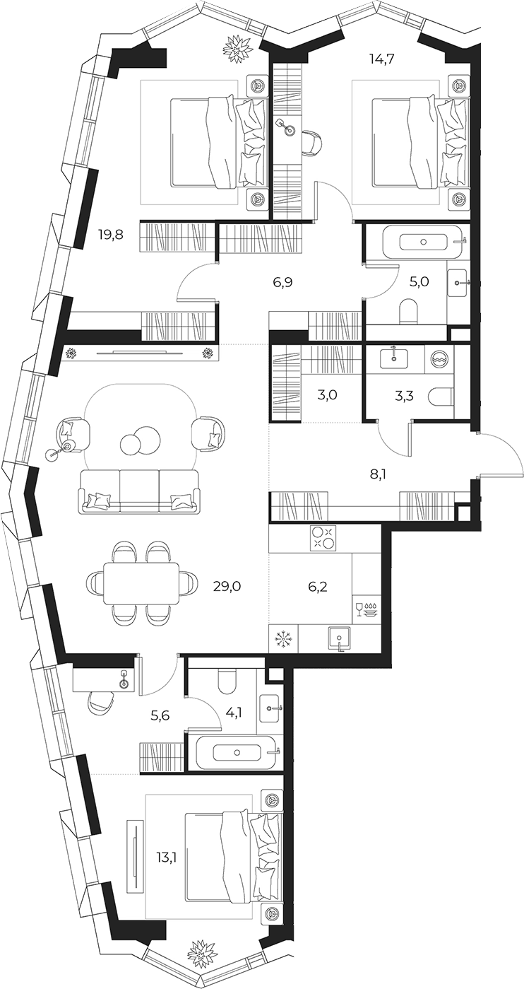 4+ комнаты, 118.8 м², 8/23 этаж, ЖК «МАСТЕРС»