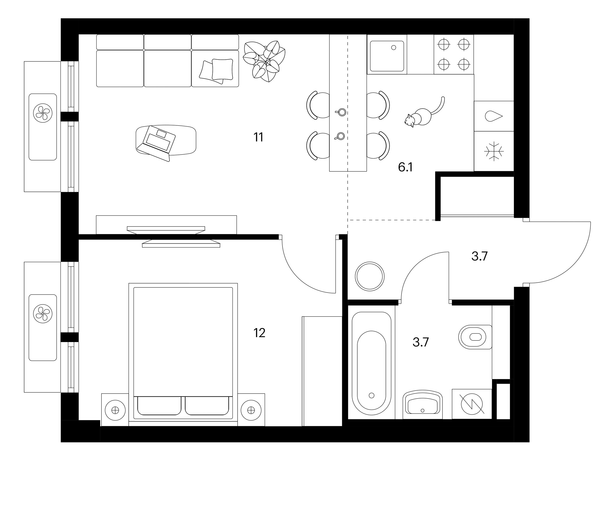 2-комн., 36.5 м², 6/25 этаж, ЖК «Белая Дача парк»
