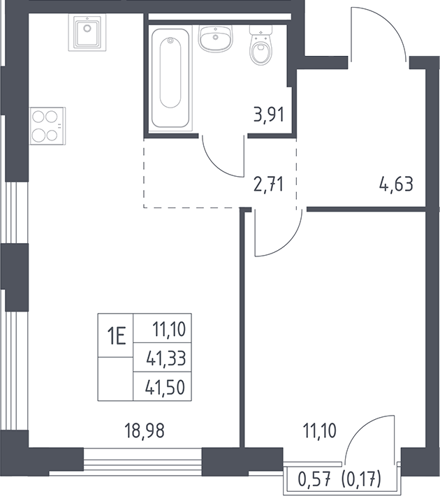 2-комн., 41.33 м², 10/12 этаж, ЖК «Рублевский квартал»