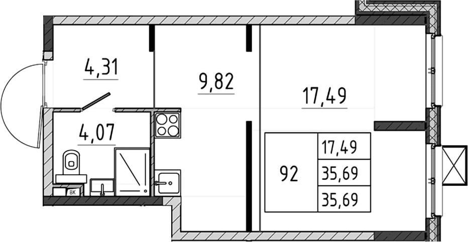 Студия, 35.69 м², 3/17 этаж, ЖК «Поварово-Молодежный-2»