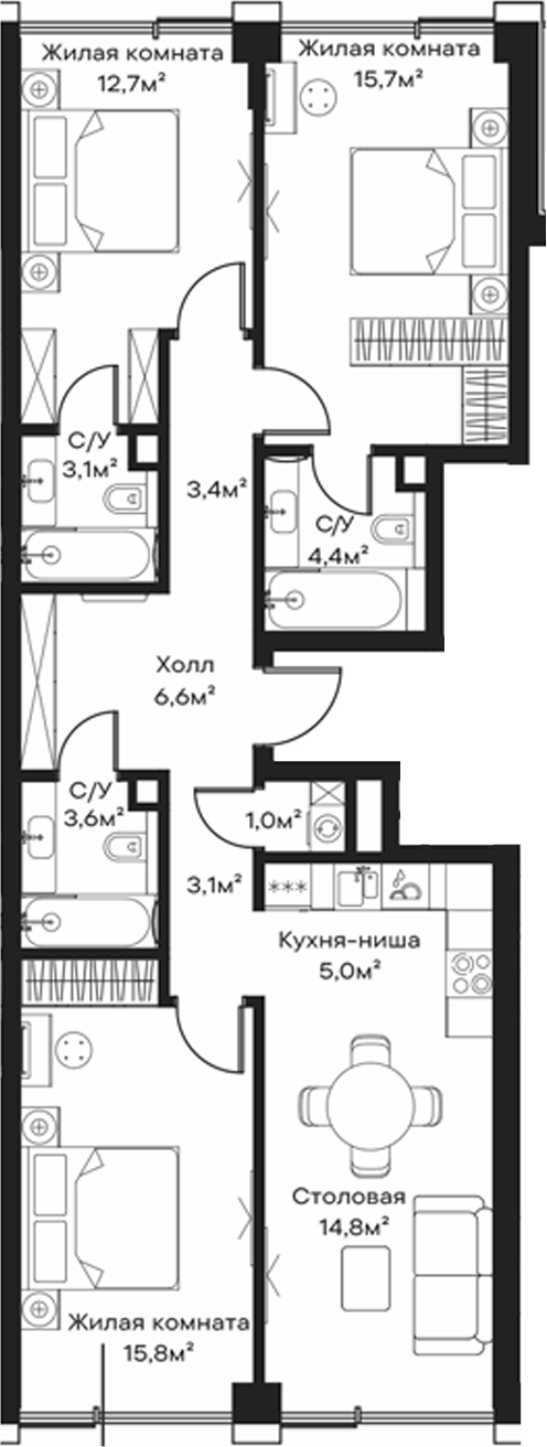 4-комн. Сити Бэй