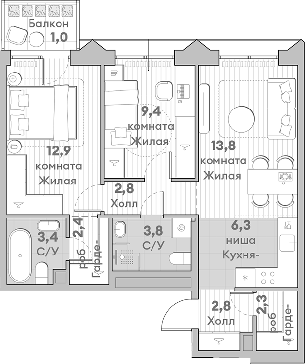 3-комн. НАТИВ