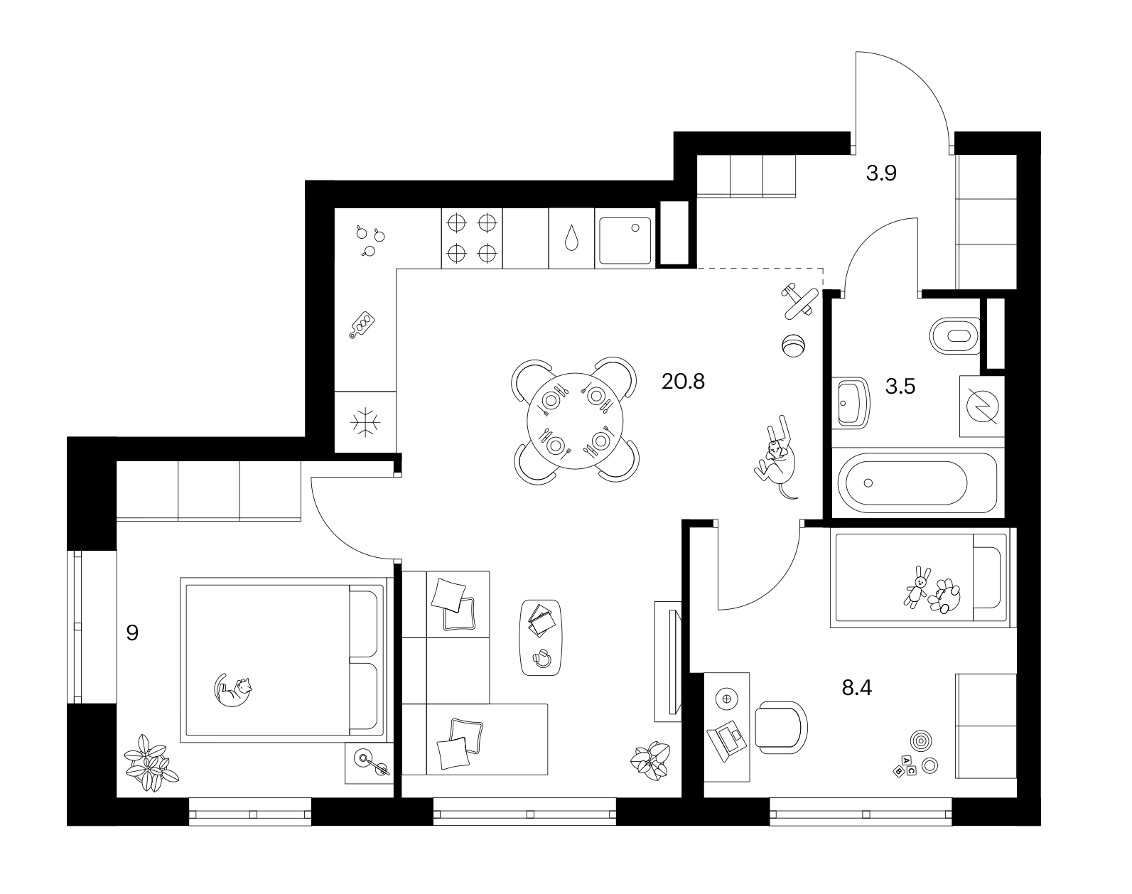 2-комн., 45.6 м², 25/25 этаж, ЖК «Ярославский»