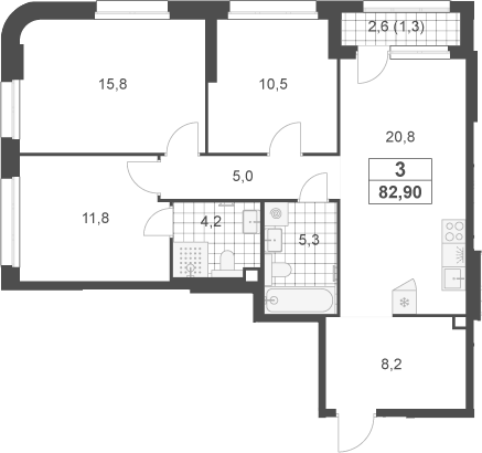 4+ комнаты, 81.6 м², 2/23 этаж, ЖК «Южные сады»